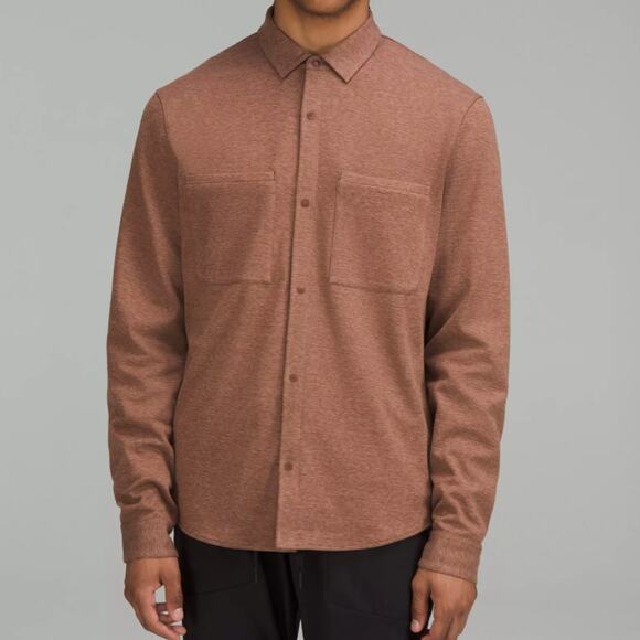 LULULEMON Soft Knit Overshirt Heathered Roasted Brown Tan Sz M {3Y24} - Picture 1 of 5